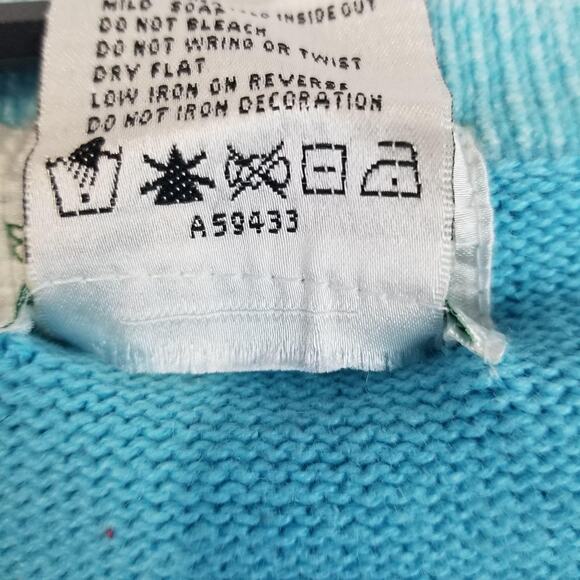 Quacker Factory Sweater Womens Large Blue Snowflake Beaded Winter Pullover Artsy - Picture 5 of 9